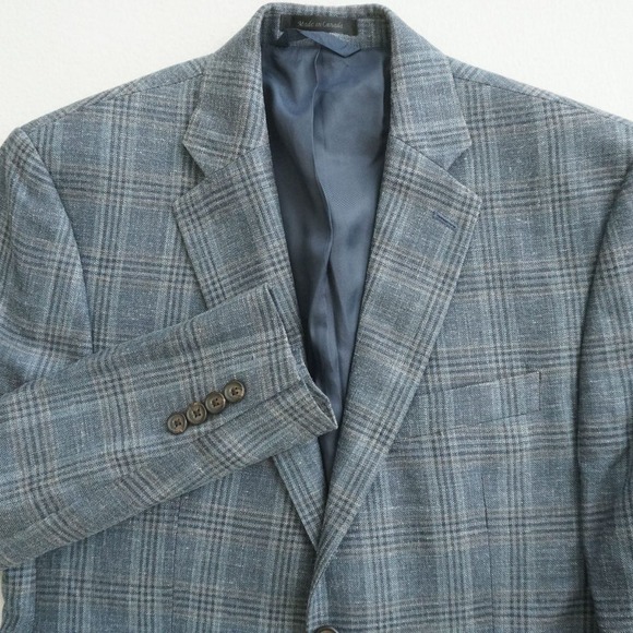 Lauren Ralph Lauren Other - Lauren Ralph Lauren Mens Plaid Sport Coat Blazer Blue Gray Wool Silk Linen 38S